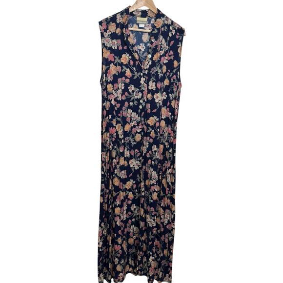 Vintage Coldwater Creek Plus Size 18 Sleeveless Button Front Floral Maxi Dress - Picture 1 of 8